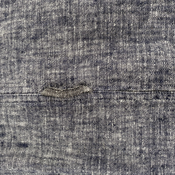 Sandanista Button Front Shirt Womens Sz M Blue Black Linen Blend Coastal Grandma - Picture 12 of 13